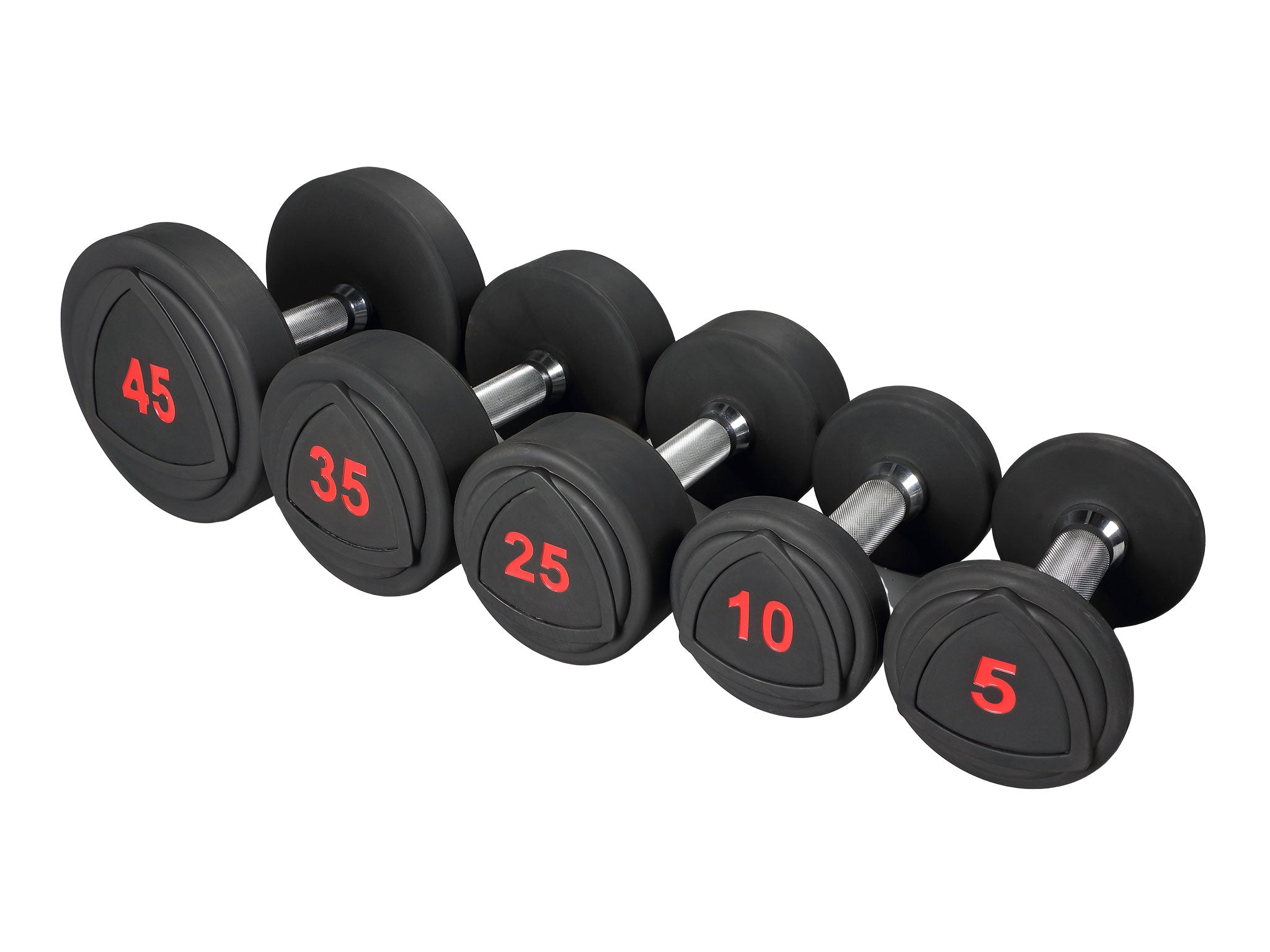 New Sportgear Urethane Round Head Dumbbell Set, 5 through 50 lbs.